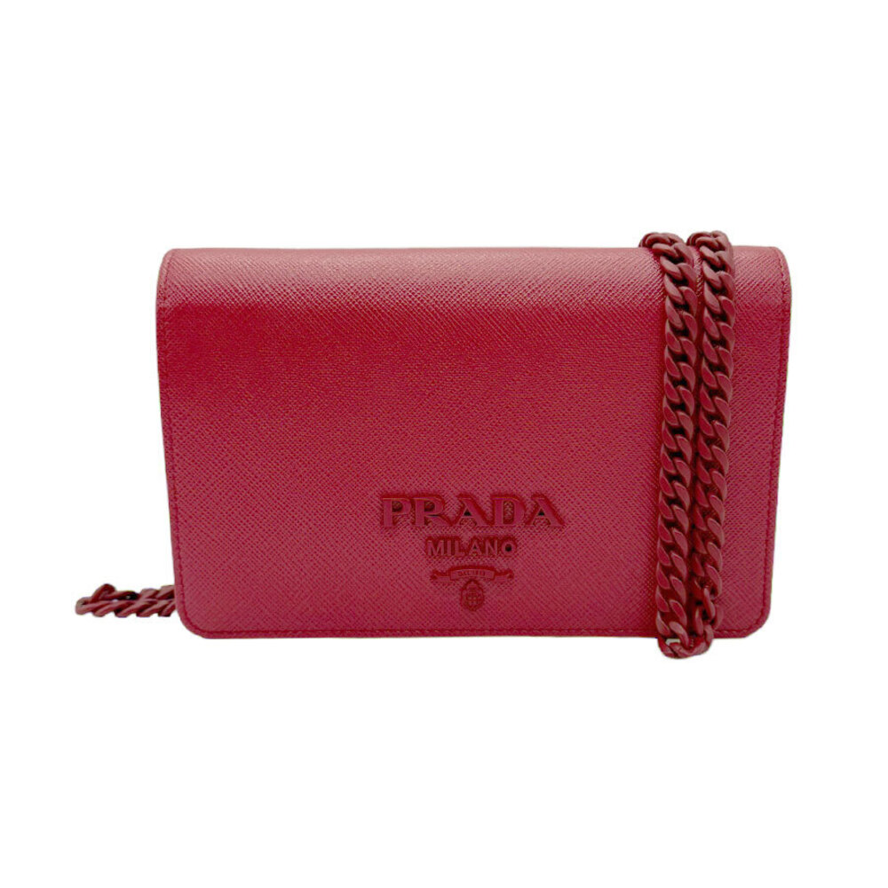 Prada Crossbody Shoulder Bag Pochette Leather Red